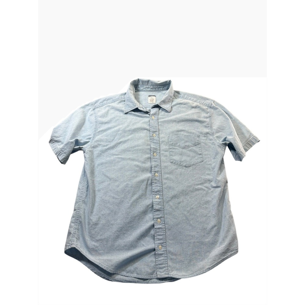 Vtg Y2K Old Navy Clothing Co Chambray‎ Shirt Mens XL Short Sleeve Blue Cotton